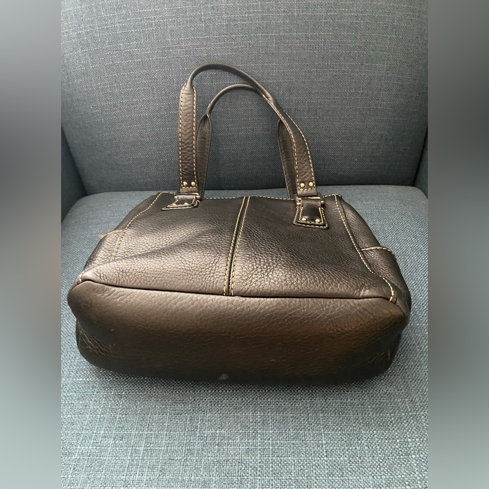 Fossil Black Leather Double Handles Shoulder Handbag Purse Silver Tone Hardware - Picture 8 of 16